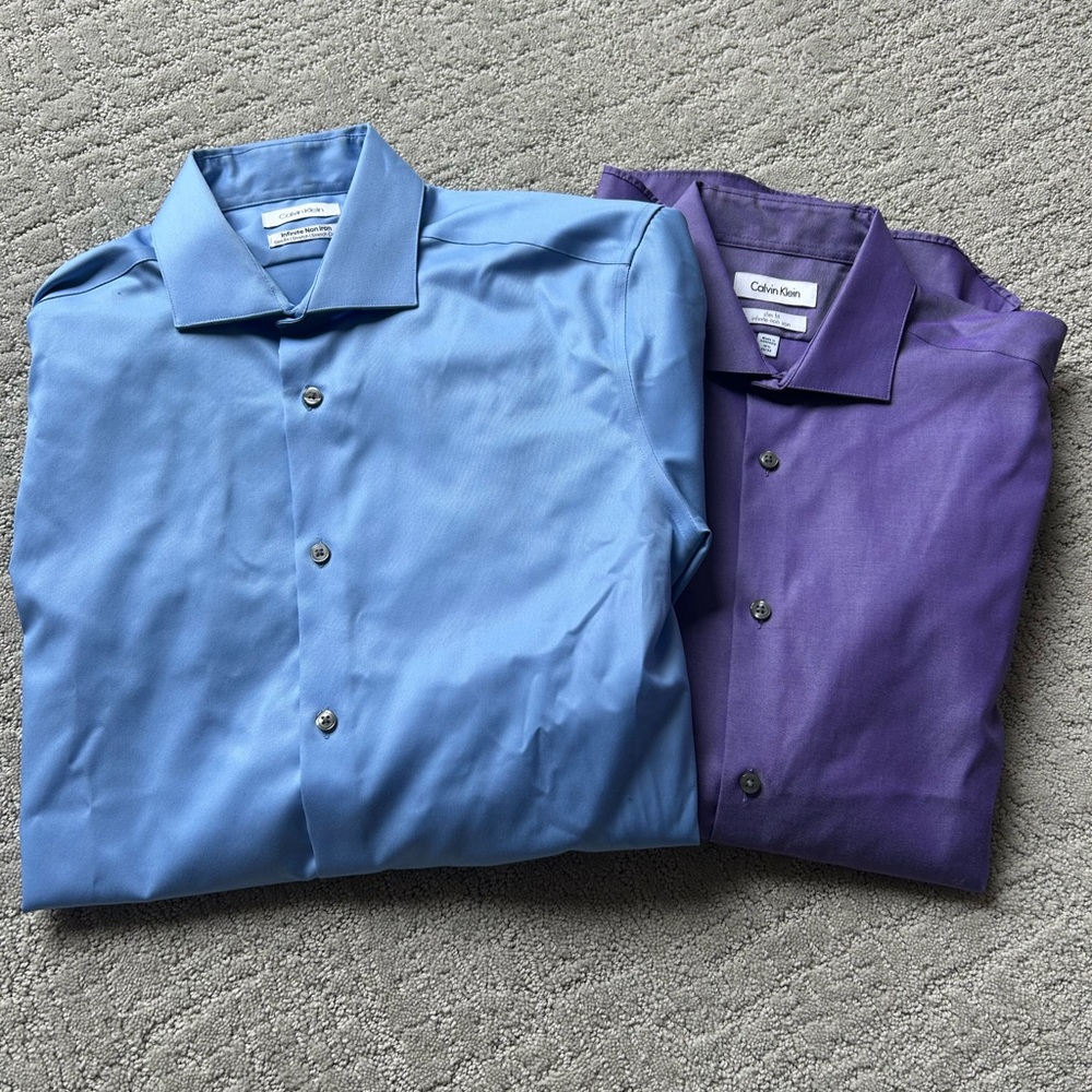 Calvin Klein Two-Pack Dress Shirts in Light Blue and Purple